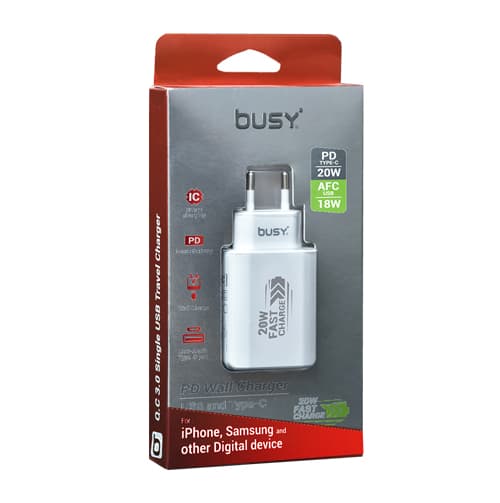 Busy zidni punjac USB A i USB C PD 38W 50725