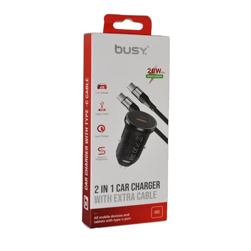 Busy Auto punjač 2u1 CC kabal-51076