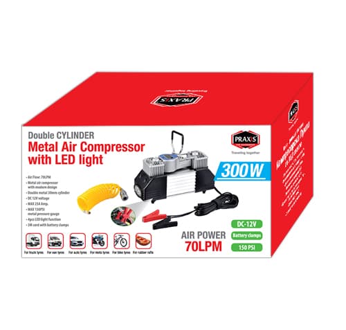 Kompresorska pumpa 2 cilindra 300W 150 PSI 12V PRAXIS -  61017